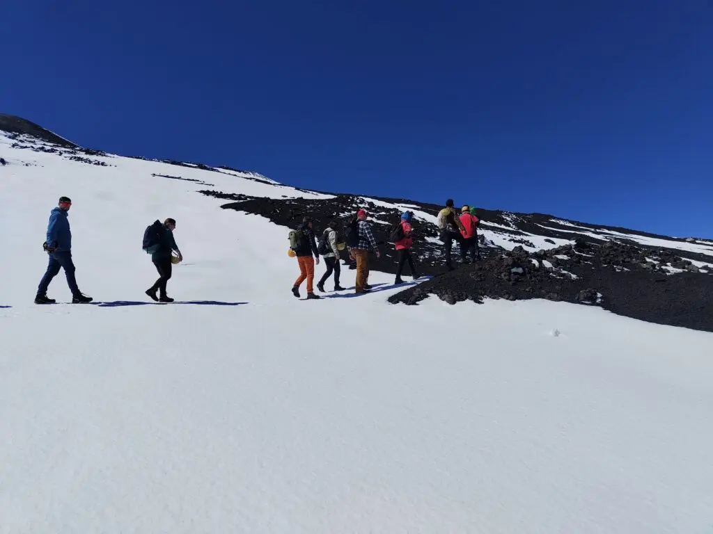 Winter adventure activities near Mount Etna's eruption craters